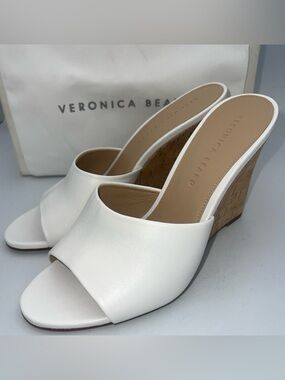 VERONICA BEARD Dali Cork Wedge Leather Sandals Color:Snow Women’s Size 8.5M NWB